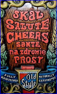 Heileman's Old Style. SKAL. PROST Plastic Form Wall Sign Vintage 1970's
