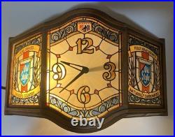 Heilemans Old Style Beer Clock Light Faux Stain Glass Vintage Sign Works Great