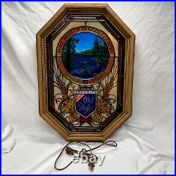 Heilemans Old Style Beer Sign Vtg ©1982 Illuminated Stained Glass Motion Display
