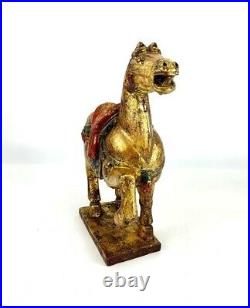 Horse Figurine Old Vintage Oriental Style Tang Horse Light Weight Wood Beautiful