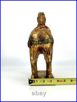 Horse Figurine Old Vintage Oriental Style Tang Horse Light Weight Wood Beautiful