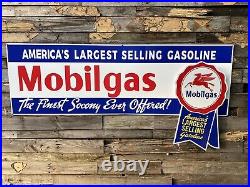 Huge Antique Vintage Old Style Mobilgas Ribbon Service Station Sign