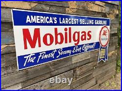 Huge Antique Vintage Old Style Mobilgas Ribbon Service Station Sign