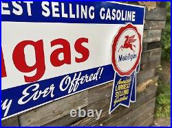 Huge Antique Vintage Old Style Mobilgas Ribbon Service Station Sign