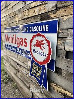 Huge Antique Vintage Old Style Mobilgas Ribbon Service Station Sign