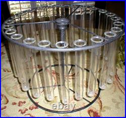 Huge Vintage Bud Vase Centerpiece, 24 Glass Beakers, 16-1/2 Diameter, Very Old