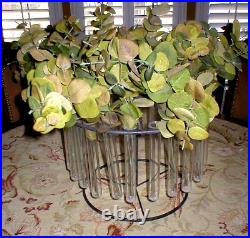 Huge Vintage Bud Vase Centerpiece, 24 Glass Beakers, 16-1/2 Diameter, Very Old