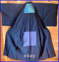 Indigo Kasuri Kimono Cotton Old Cloth Vintage Style Size 127 120 30