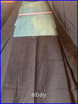 Indigo Kasuri Kimono Cotton Old Cloth Vintage Style Size 127 120 30
