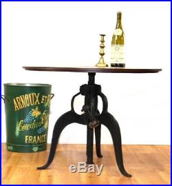 Iron Crank Table Vintage Urban Old Style Factory Industrial 27.75 inch Top Dia