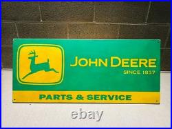 JOHN DEERE SIGN GARAGE VINTAGE OLD STYLE WOOD ADVERTISING RUST REBEL ART 18x36