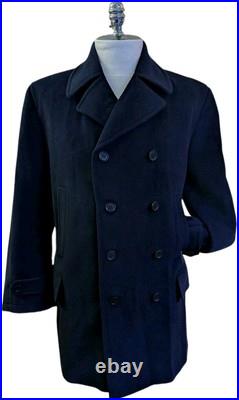 Kilgore Mens Angora Luxury Wool Blend Mid Length BLUE Coat Made in Italy 2XL