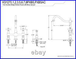 Kingston Brass KS1273PXBS Kitchen Bridge Faucet with Side Sprayer, Antique Brass