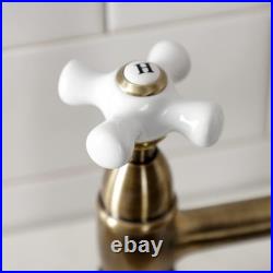 Kingston Brass KS1273PXBS Kitchen Bridge Faucet with Side Sprayer, Antique Brass