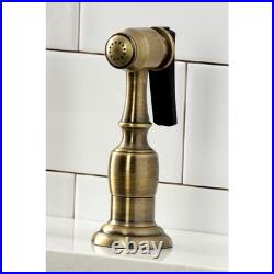 Kingston Brass KS1273PXBS Kitchen Bridge Faucet with Side Sprayer, Antique Brass