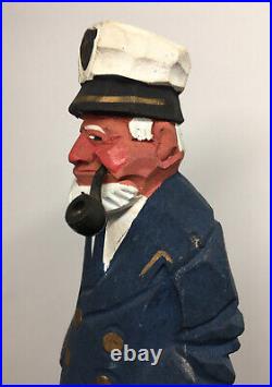 LARGE Vintage Wood Carved Captain Sailor'Old Man' Statue Lamontagne Style