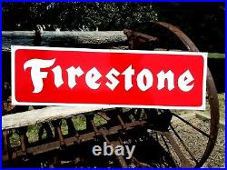LG. 36 Hand Painted Antique Vintage Old Style Firestone Tires Sign Gas Oil Sign