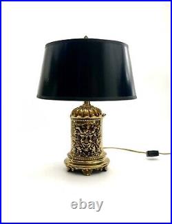Lamp Double Faces Vintage Brass Lighting Gothic Old World Style with Black Shade