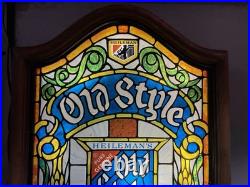 Large Old Style Beer Sign withLight Heilemans Bar Plastic Stained Glass Vintage