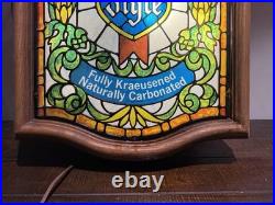 Large Old Style Beer Sign withLight Heilemans Bar Plastic Stained Glass Vintage