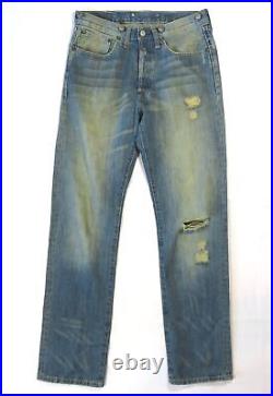 Levis Vintage Style Old Miners Denim Pants Made Worn In Used Look Buckle Back