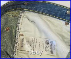 Levis Vintage Style Old Miners Denim Pants Made Worn In Used Look Buckle Back
