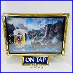 Lighted Heileman's Old Style On Tap Beer Sign 17 x 15 Man Cave Waterfall VTG