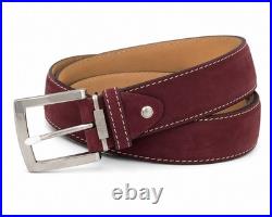 Links & Kings Italian Nubuck Leather Golf Belt Burgundy Handcrafted 50 XL XXL 46