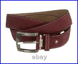 Links & Kings Italian Nubuck Leather Golf Belt Burgundy Handcrafted 50 XL XXL 46