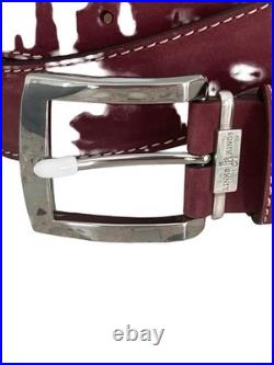 Links & Kings Italian Nubuck Leather Golf Belt Burgundy Handcrafted 50 XL XXL 46