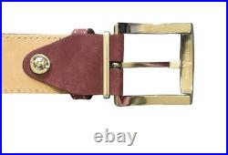 Links & Kings Italian Nubuck Leather Golf Belt Burgundy Handcrafted 50 XL XXL 46