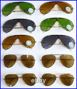 Lot 10 Vintage 1970s French New Pilot Style Metal Frame Sunglasses New Old Stock