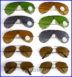 Lot 10 Vintage 1970s French New Pilot Style Metal Frame Sunglasses New Old Stock