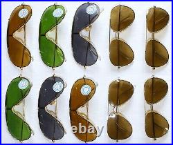 Lot 10 Vintage 1970s French New Pilot Style Metal Frame Sunglasses New Old Stock
