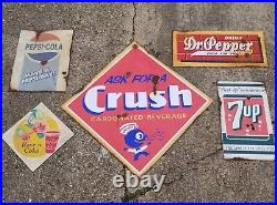 Lot Of 5 Vintage look Old Style Soda Fountain Sign Set Crush Dr Pepper Pepsi 7up