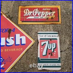 Lot Of 5 Vintage look Old Style Soda Fountain Sign Set Crush Dr Pepper Pepsi 7up