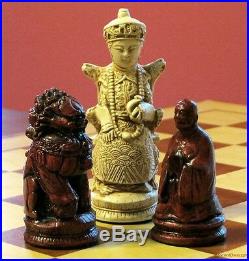 MANDARIN CHESS SET OLD CHINESE STYLE FINE, HEAVY, HAND MADE (rosewood) 608
