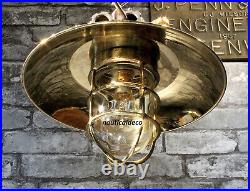 Marine Vintage Style Solid Brass Mount Hanging/Bulkhead Old Light With Shade