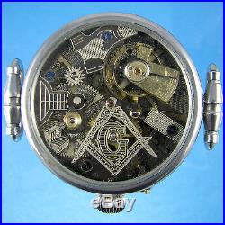 Masonic Style vintage wristwatch, Old English Movt Carved with Masonic Symbols