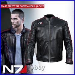 Mass Effect 3 N7 Commander Shepard Leather Jacket Men's Gaming Cosplay Jacket