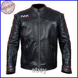 Mass Effect 3 N7 Commander Shepard Leather Jacket Men's Gaming Cosplay Jacket