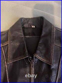 Men's Genuine Cowhide Leather Bomber Jacket Motorcycle Vintage Style Old Outdoor