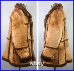 Men's Vintage Shearling Sheepskin Rancher Coat, Made in Canada, 46