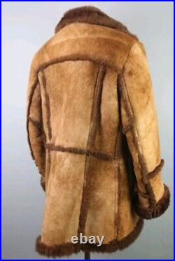 Men's Vintage Shearling Sheepskin Rancher Coat, Made in Canada, 46