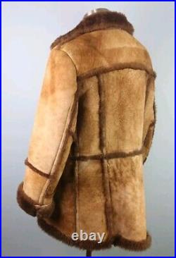 Men's Vintage Shearling Sheepskin Rancher Coat, Made in Canada, 46