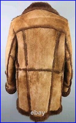 Men's Vintage Shearling Sheepskin Rancher Coat, Made in Canada, 46