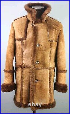 Men's Vintage Shearling Sheepskin Rancher Coat, Made in Canada, 46