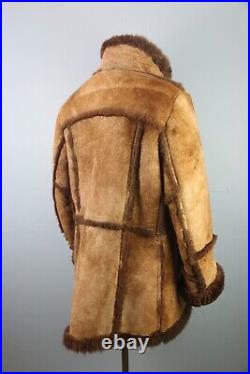 Men's Vintage Shearling Sheepskin Rancher Coat, Made in Canada, 46