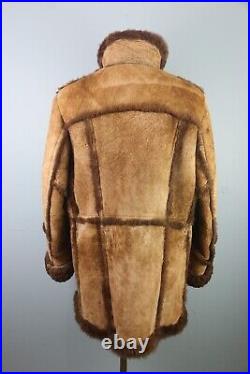 Men's Vintage Shearling Sheepskin Rancher Coat, Made in Canada, 46