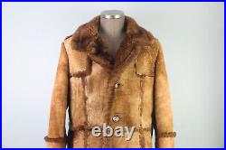 Men's Vintage Shearling Sheepskin Rancher Coat, Made in Canada, 46